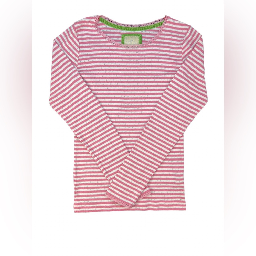 BODEN GIRLS Long Sleeve Striped Pointelle Shirt - 13-14Y